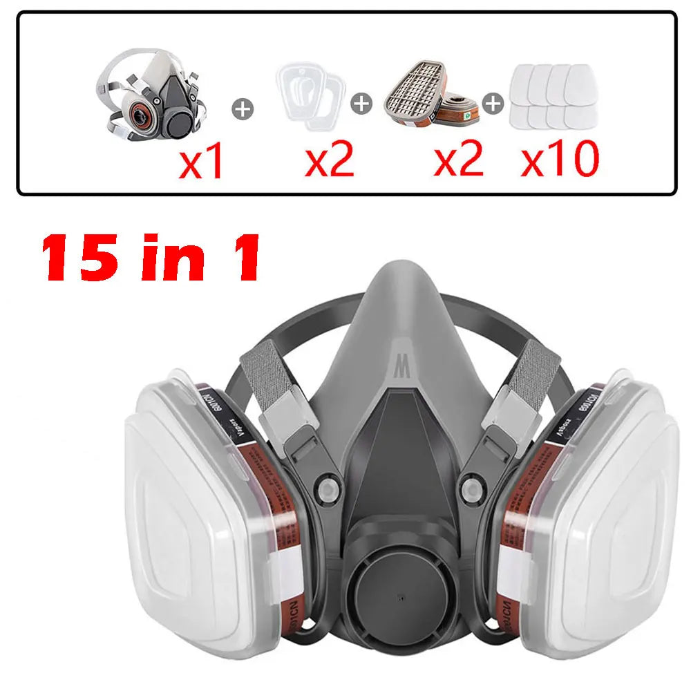 27-in-1 Half Face Respirator Mask with Filters for Industrial Spray and Chemical Protection