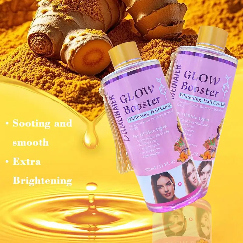 300ml Brightening Body & Facial Massage Oil with Kojic Acid & Turmeric - Glow Booster Serum