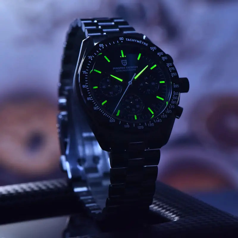 Men's Retro Moon Watch Quartz Chronograph with Sapphire Crystal - Multiple Colors