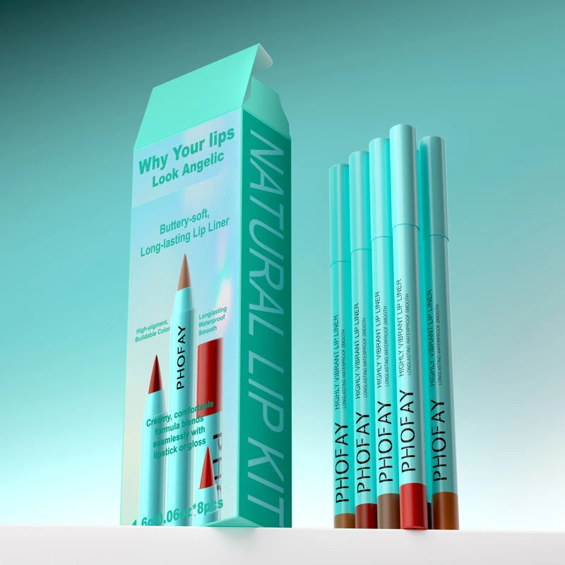 8PCS Waterproof Matte Lipstick Pencil Set - Long-Lasting Lip Contour & Lipliner