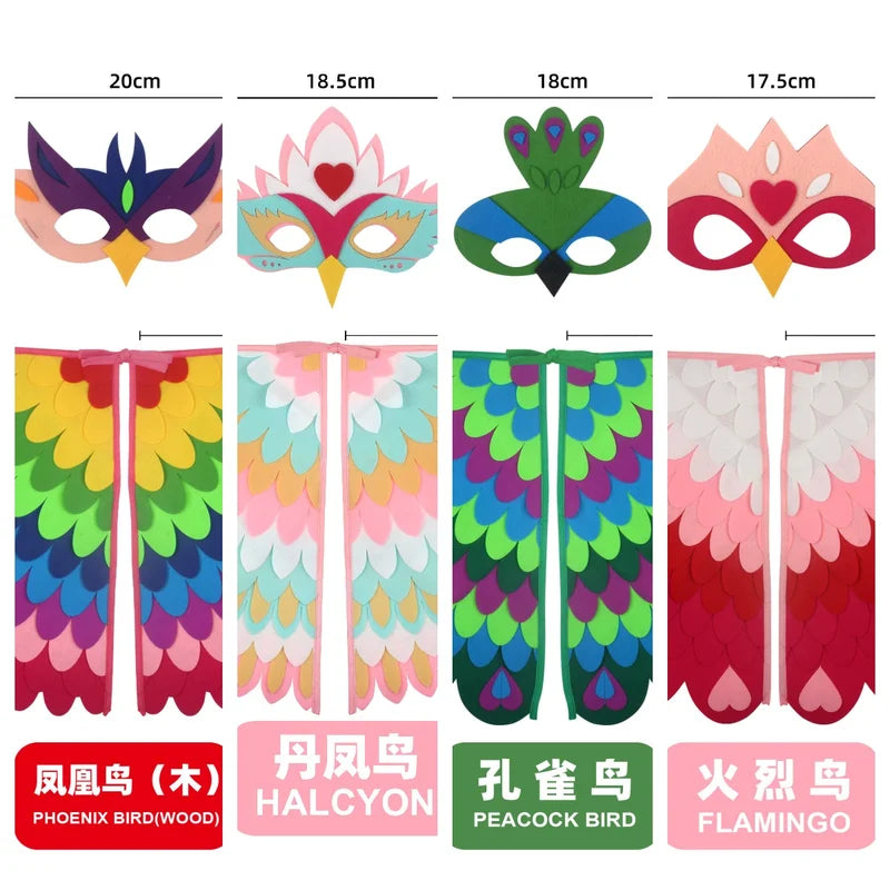 Children's Animal Costume Set with Wings and Mask for Halloween and Cosplay
