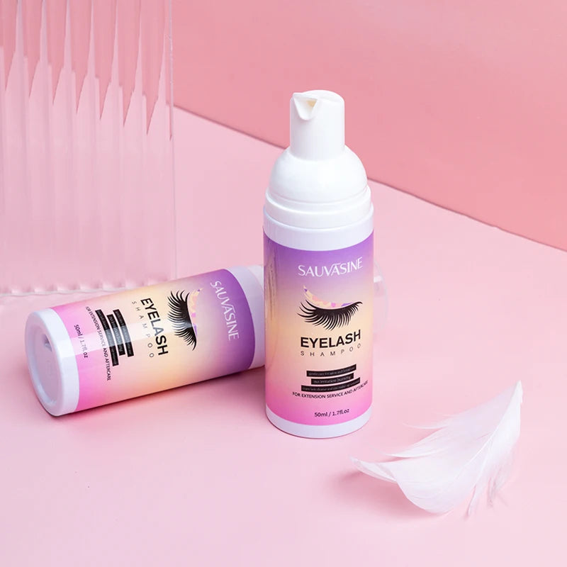 Eyelash Extension Foam Cleanser Kit with Brush - 50ML Makeup Removal & Lash Care