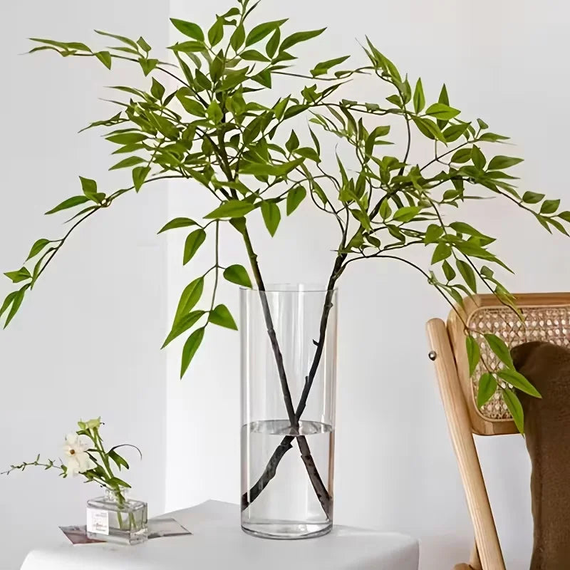 Extra Large Clear Tall Cylinder Glass Vase - Hydroponic Flower Arrangement Set of 2