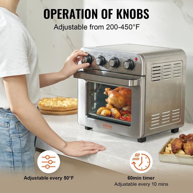 18L Air Fryer Toaster Oven Stainless Steel Countertop Combo - 7-in-1