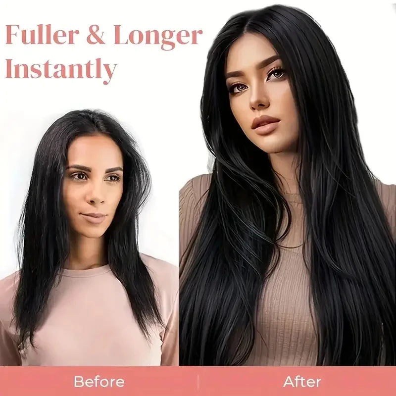 6-Piece Set Long Straight Clip-In Hair Extensions - 24 Inch Full Head Styling