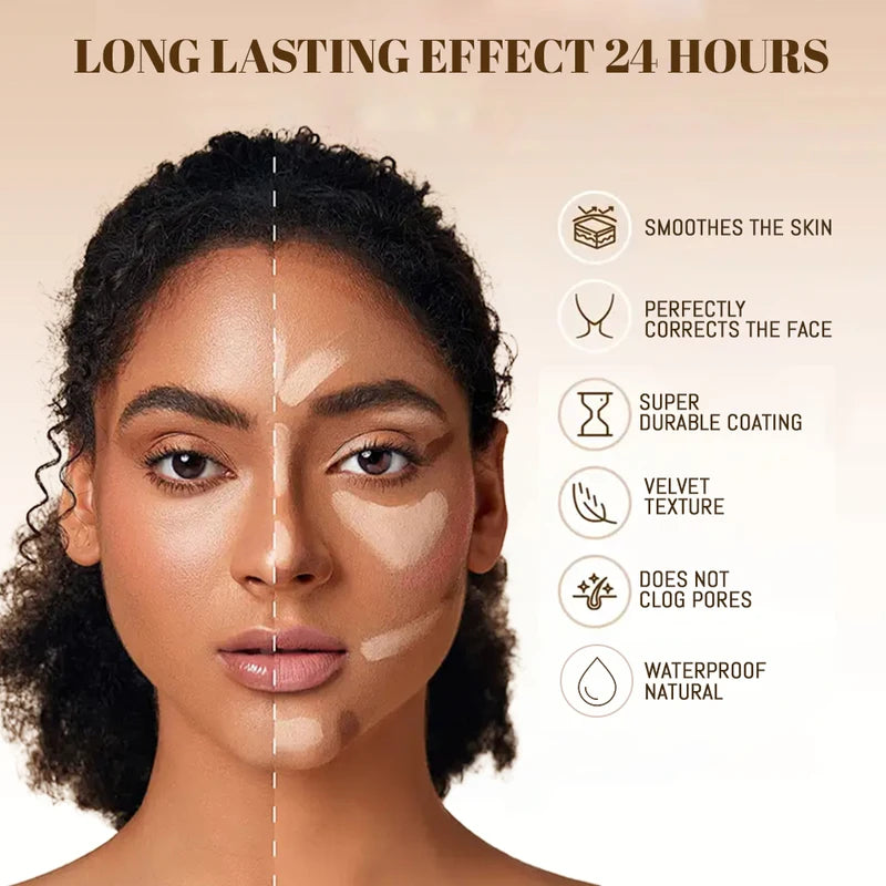 10-Color Cream Contour Palette with Brush | Waterproof Face Makeup Kit for Beginners