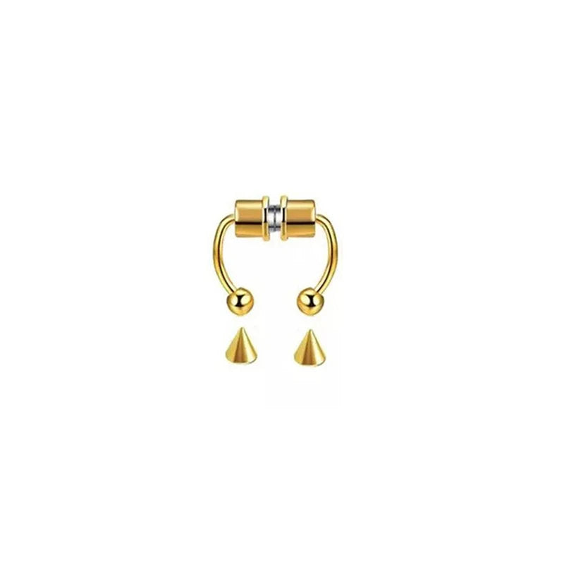 Fake Nose Ring Clips Set - Non-Piercing Magnetic Septum Jewelry for Women & Men