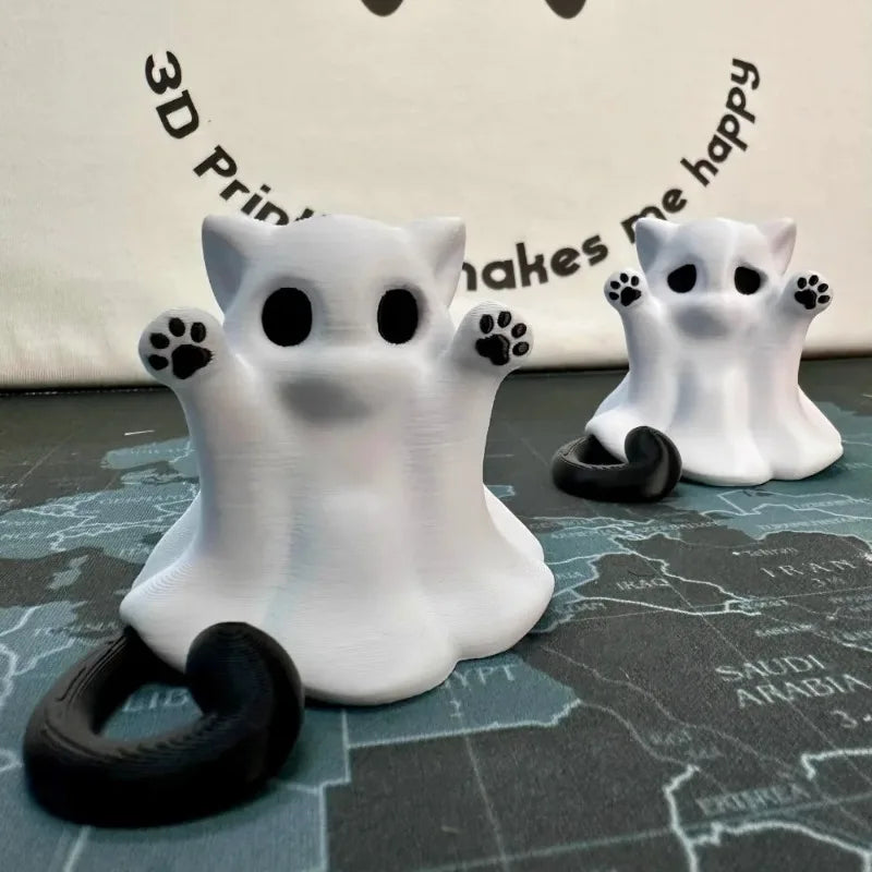 Mini Ghost Cat Ornaments for Halloween Cute Desktop Decor Gift for Girlfriend