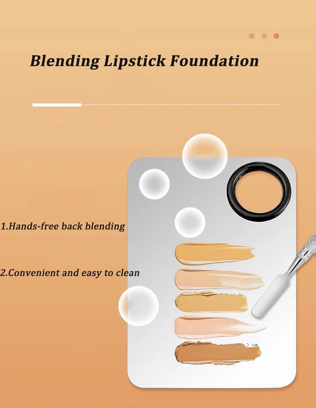 Stainless Steel Makeup Mixing Palette with Spatula for Foundation Lipstick Eyeshadow