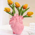 Heart-Shaped Vase for Flowers Home Decor Resin Ornament Desktop Accessories