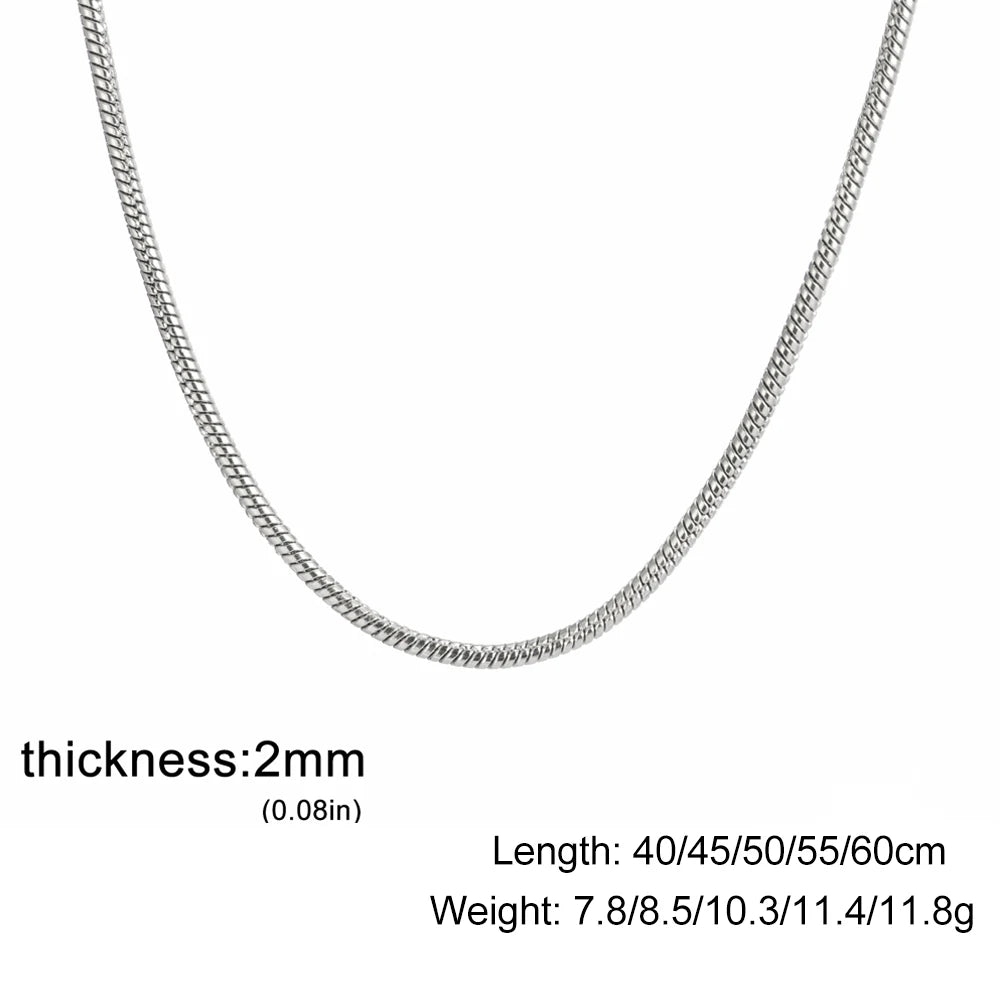 Unisex Stainless Steel Snake Chain Necklace - Men Women Hip Hop Punk Jewelry