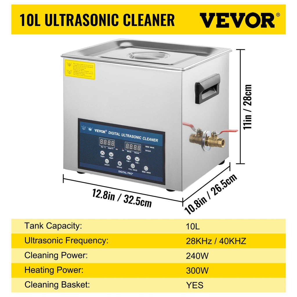 Ultrasonic Cleaner 10L/30L Dual Frequency 28/40kHz Digital Home & Commercial