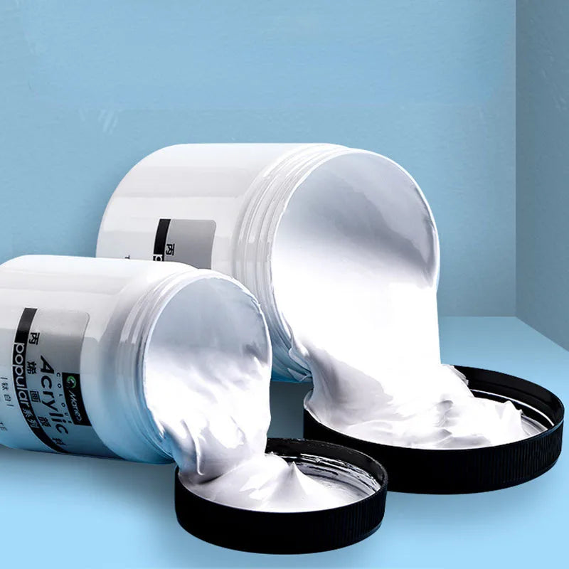 300ml White Acrylic Paint in Large Jars for Wall Art, Crafting & Waterproof Projects