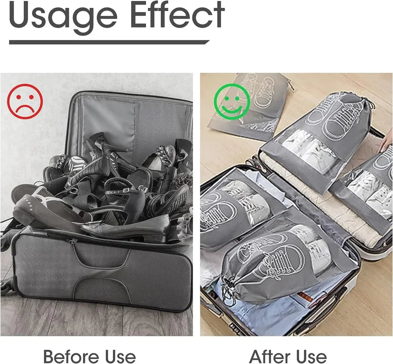 Non-Woven Shoe Storage Organizer Bags Pack - Dustproof, Reusable & Portable