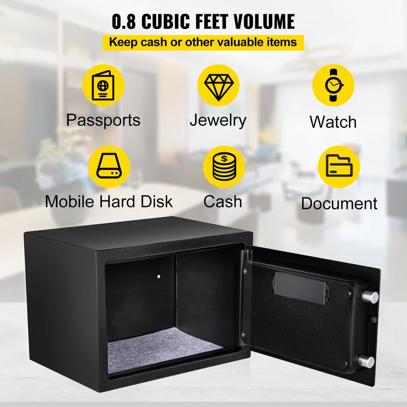 Fingerprint Safe Deposit Box 0.8/2.1 Cu Ft Wall-Mounted Security Safe
