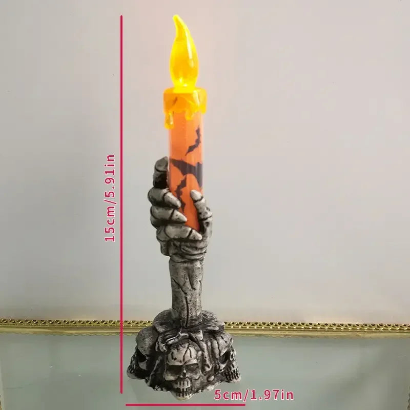 Halloween LED Candles Skeleton Ghost Hands - Haunted House Decor, 15cm Tall