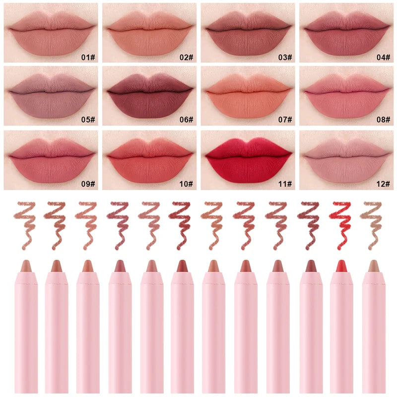 Waterproof Matte Lip Liner in Bean Paste Color, Long-Lasting Lipstick Pen for Precise Lip Definition