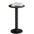 Round Side Table with Solid Wood Legs - Small Space End Table with Storage Shelf