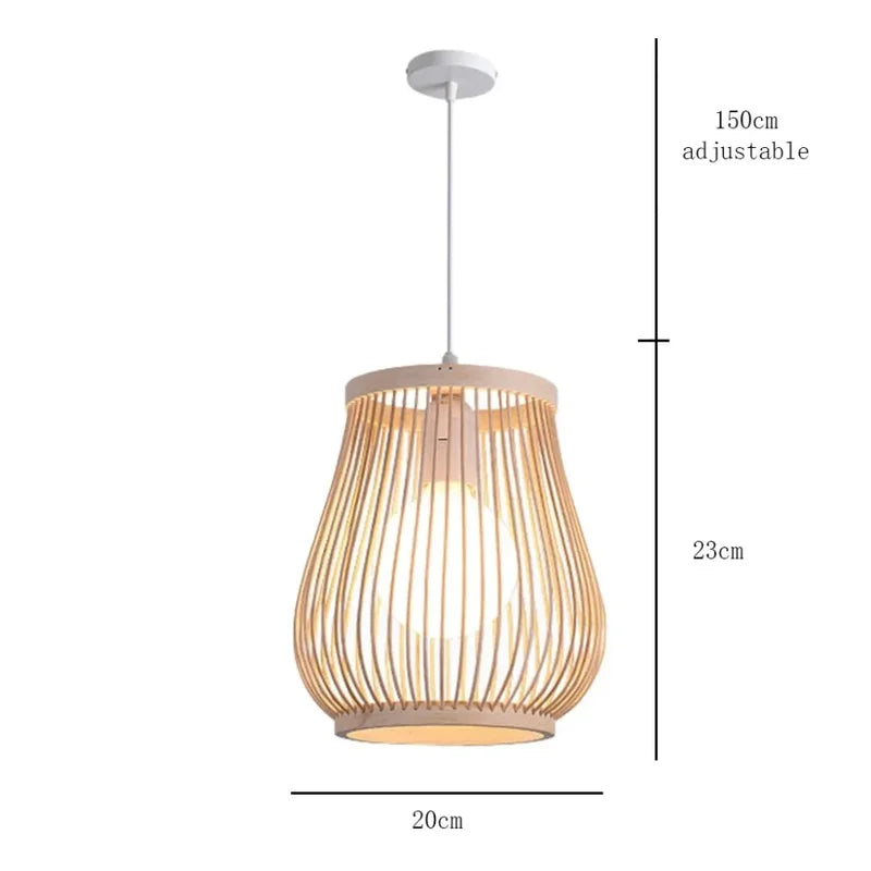 Handmade Woven Bamboo Pendant Light with E27 Socket for Home & Hospitality Decor