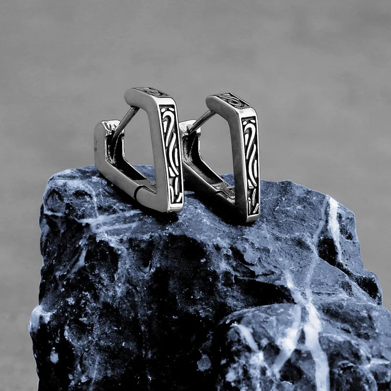 Men's Celtic Minimalist Hoop Earrings Stainless Steel Punk Jewelry