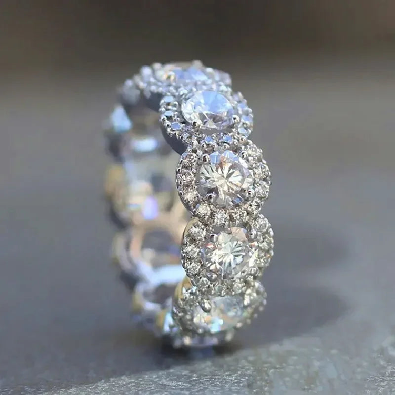 Dazzling Cubic Zirconia Ring for Women Wedding Bridal Jewelry Exquisite Gift
