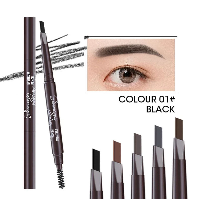Long Lasting Waterproof Eyebrow Pencil for Natural Brow Makeup - Black Brown