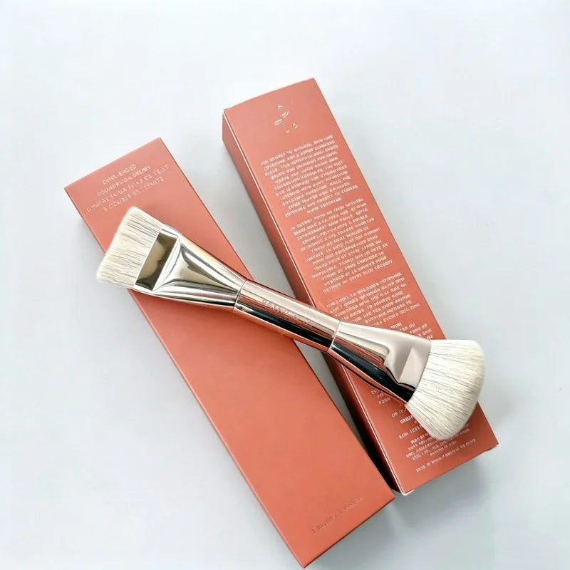 Dual Ended Foundation Brush - Flat & Dome Makeup Blending Tools