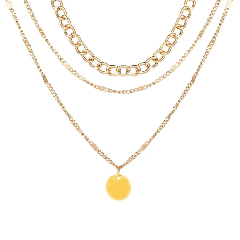 Vintage Necklace on Neck Chain Women's Jewelry Layered Accessories for Girls
