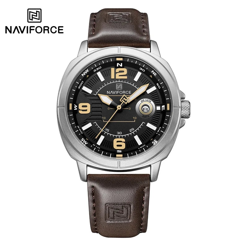 Men's Quartz Watch 3ATM Waterproof Shockproof Leather Casual Business Wristwatch