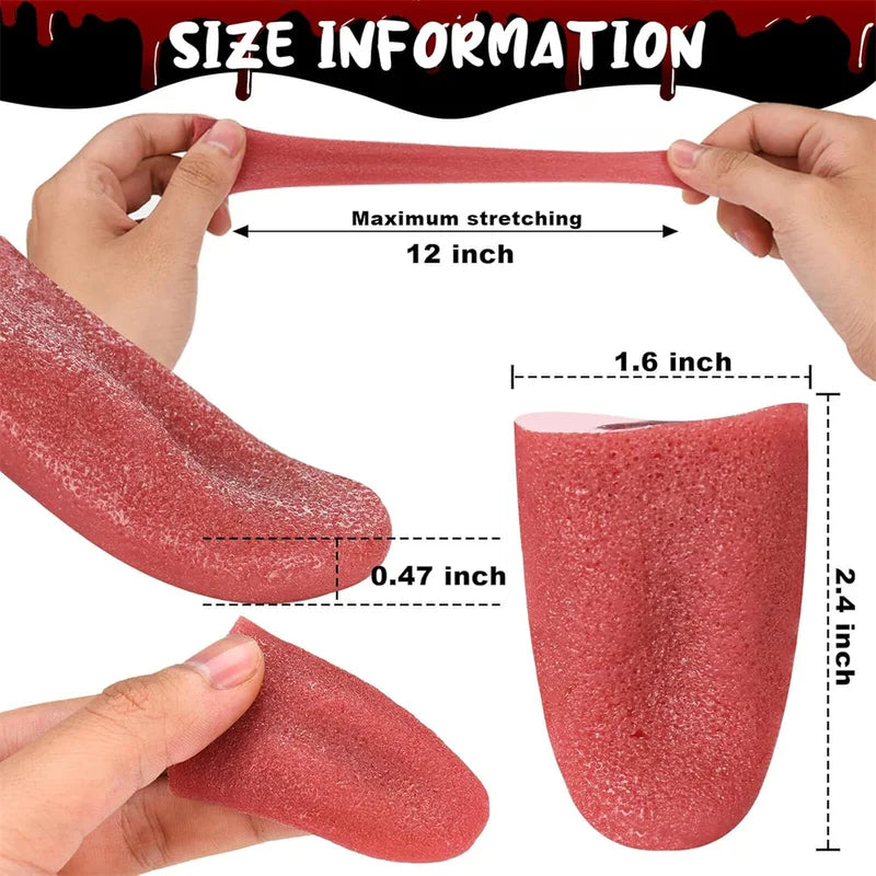 Stretchable Fake Tongue Prop for Halloween Horror Pranks and Performances