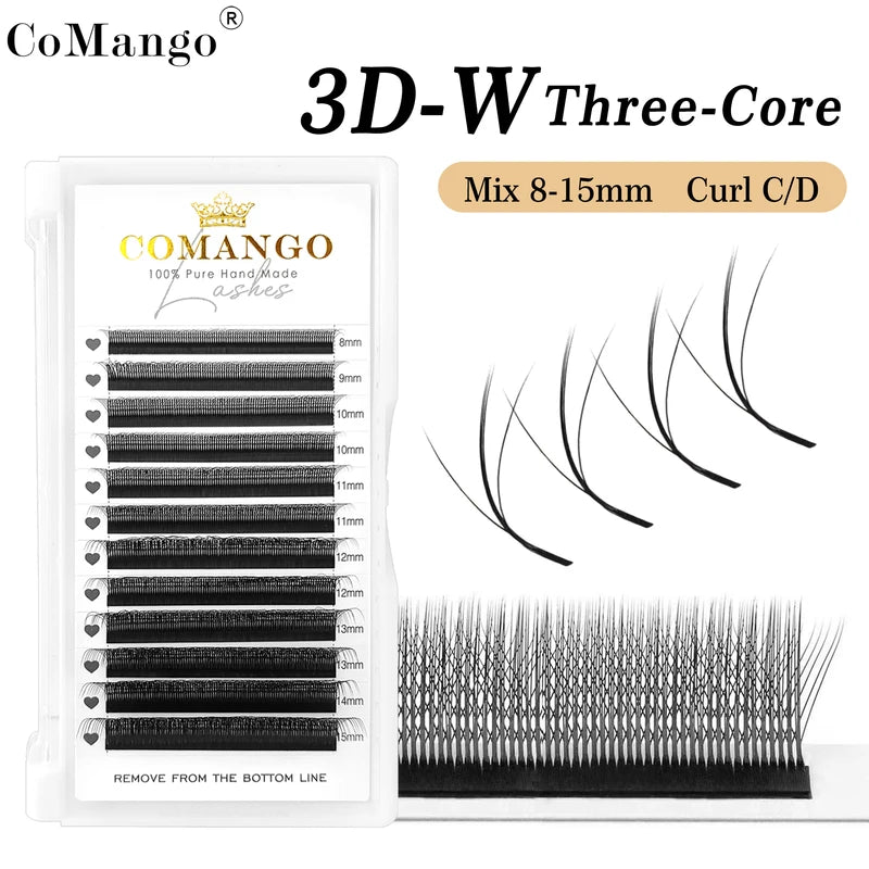 3D W-Shaped False Eyelash Extensions Premade Fans C/D Curl Natural Look