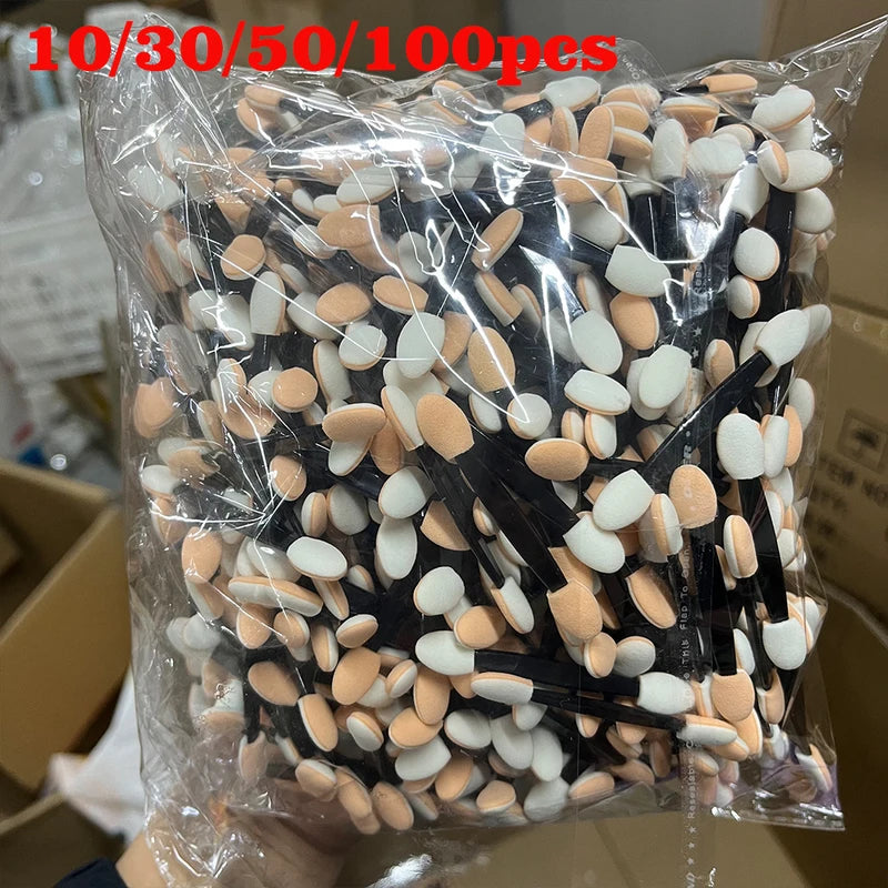 Disposable Double Sided Eyeshadow & Nail Pigment Applicator Brushes Set