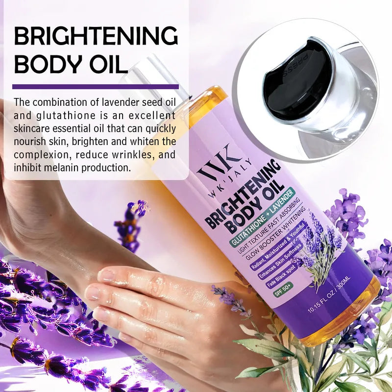 Glow Boosting Whitening Body Oil with Glutathione & Lavender - 300ml Moisturizer for All Skin Types