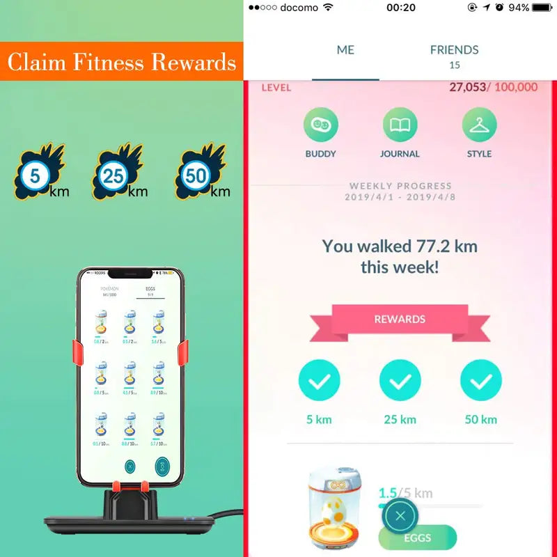 Adjustable Phone Swing Device for Egg Hatching and Pokemon Go Rewards