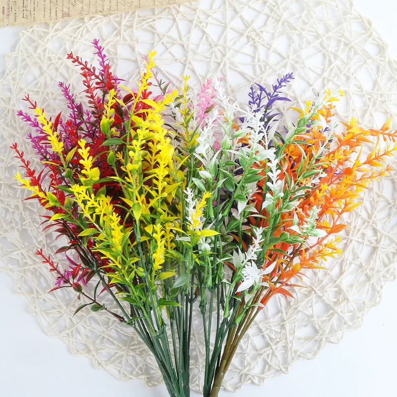 Artificial Lavender Flower Plant Bouquet for Wedding & Home Decor - 35cm