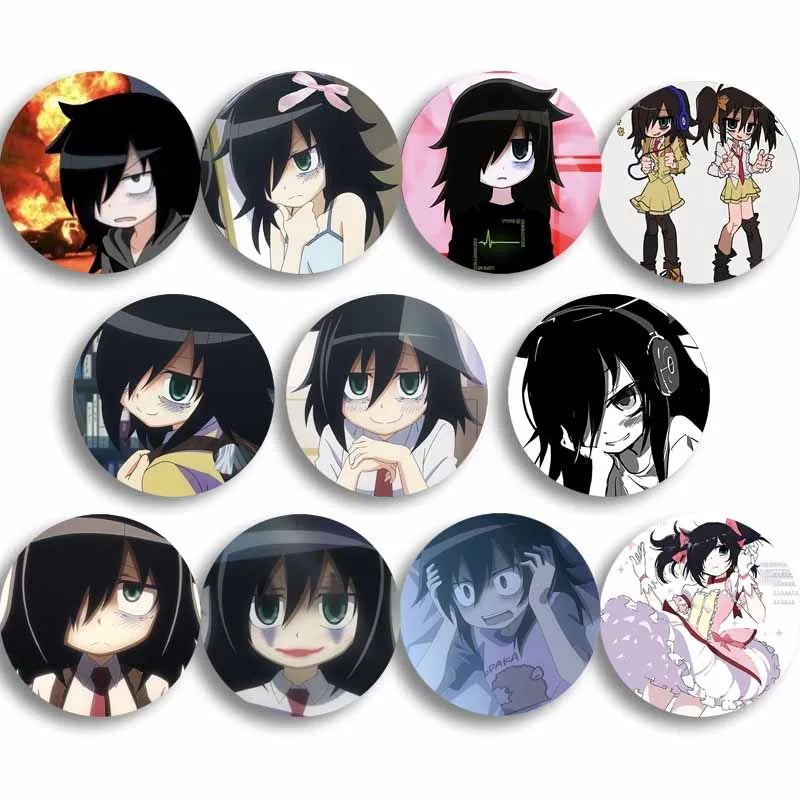 Anime Badge Pin - Tomoko Kuroki Cartoon Cosplay Accessories for Bags & Clothes