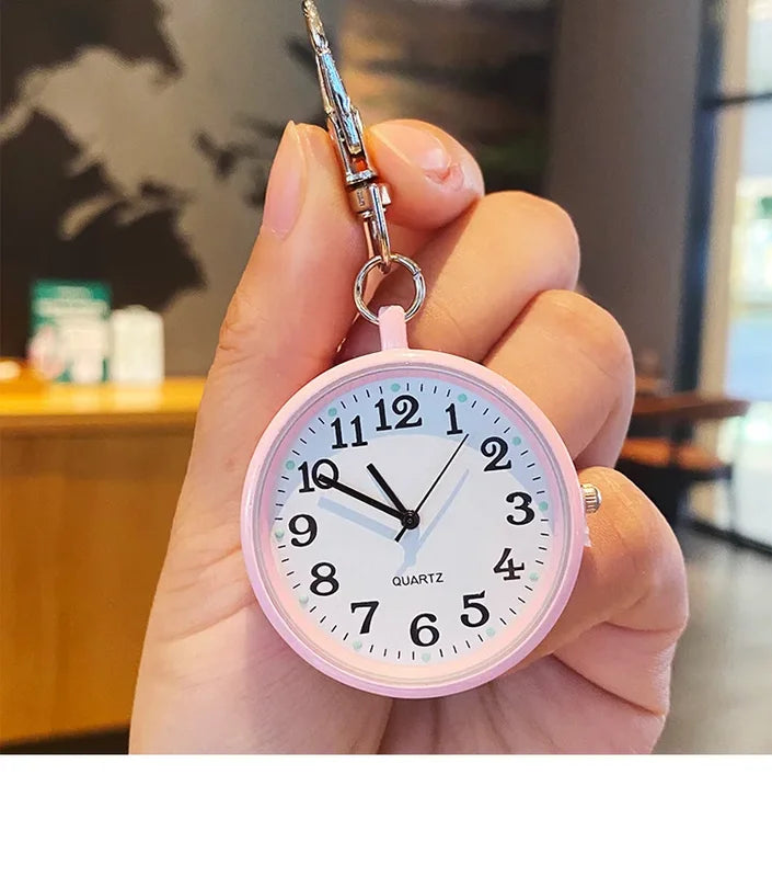 Miniature Quartz Pocket Watch with Keyring for Nurses, Doctors & Kids