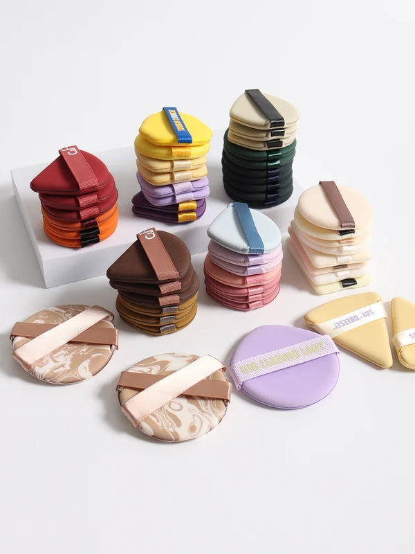 Air Cushion Powder Puff Set - Multiple Colors & Shapes, Latex-Free Sponge Mix