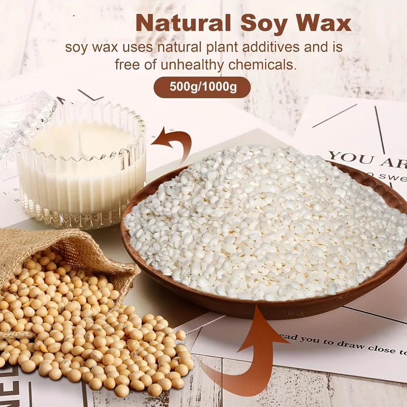 Pure Soya Wax Pellets for Candle Making - 500g/1000g Raw Materials for DIY Candles