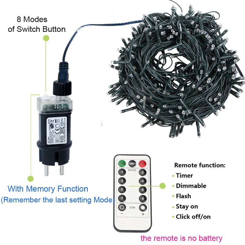 Outdoor LED String Lights for Holiday & Party Decor - 10m to 100m Options