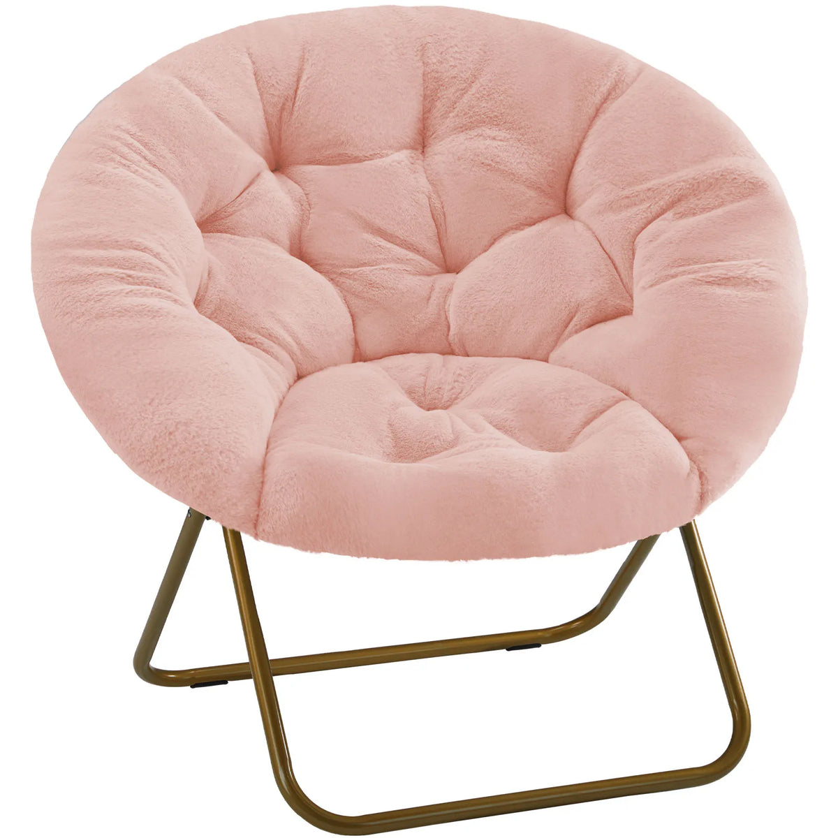Faux Fur Cozy Saucer Chair - Foldable Living Room Lounge Seat, Multiple Colors