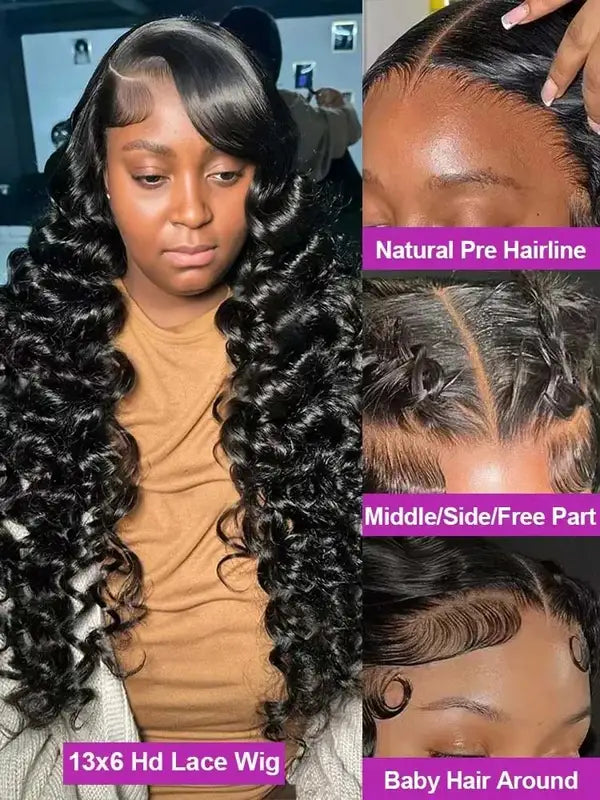 Deep Water Wave Lace Front Wigs for Women - Curly Human Hair, 26-32 Inches