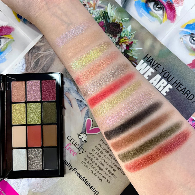 12 Colors Eyeshadow Palette Glitter Shimmer Long Lasting Makeup Set