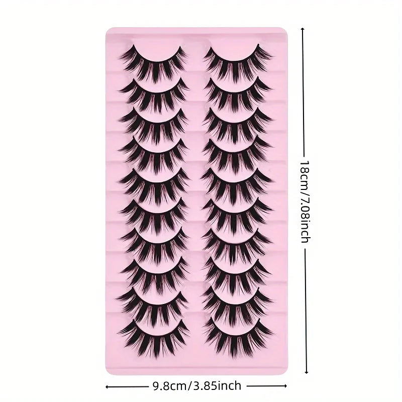10 Pairs False Eyelashes Thick Reusable Eye Makeup Extensions