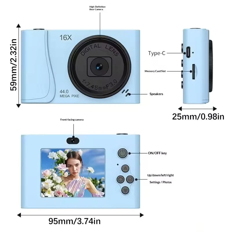 Kids & Beginners 4K Digital Camera with 24MP, 16x Zoom & Autofocus