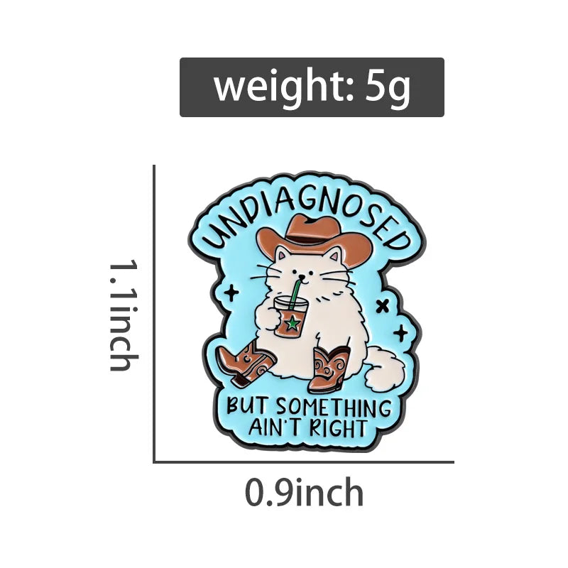 Cute Cowboy Cat Enamel Brooch Pin - Animal Lapel Badge Jewelry Gift
