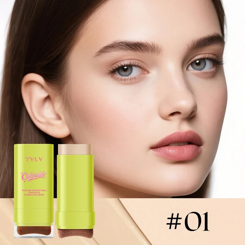 Dual-End Concealer Foundation Stick with Brush - Long Lasting Waterproof Makeup Palette