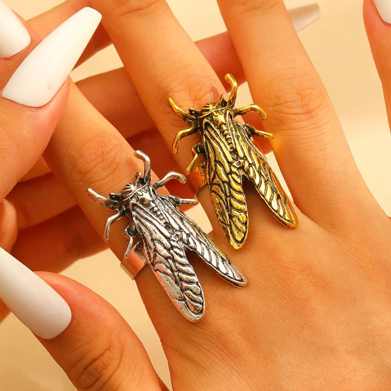 Vintage Punk Beetle Open Ring for Men Women Casual Jewelry Gift