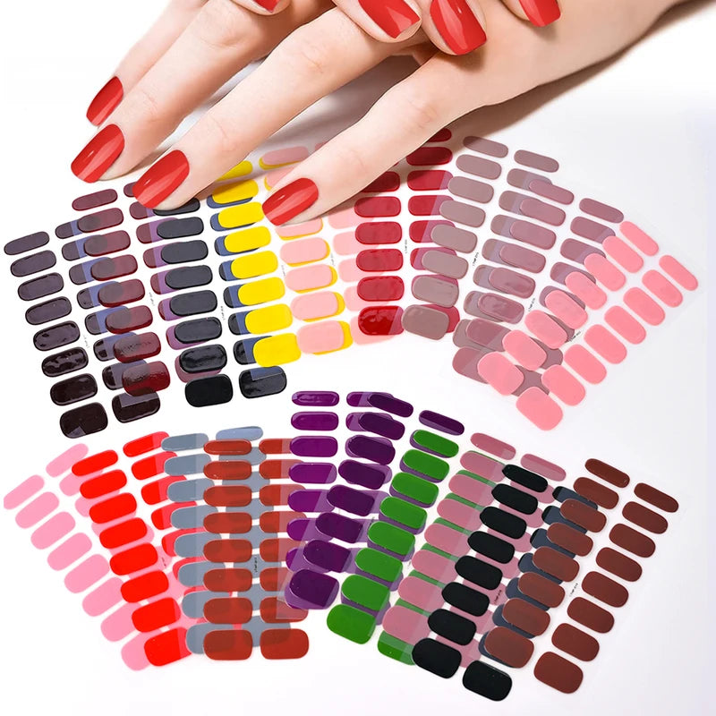Semi-Cured UV Gel Nail Sticker Full Cover Waterproof Long-Lasting Nail Wraps