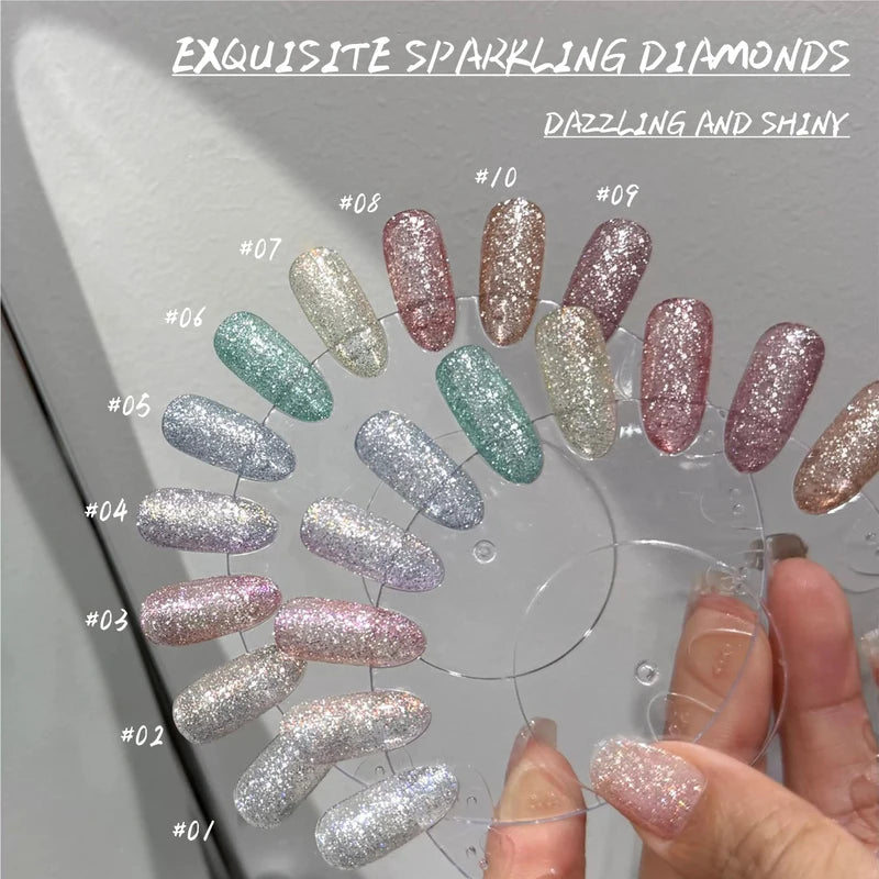 Summer Gel Nail Polish Set - Glittering Diamond, Whitening, Bright Colors, 12ML